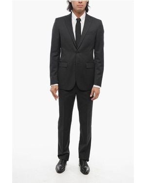 Corneliani Cc Collection Melange Virgin Wool Suit With Flap Pockets - Black