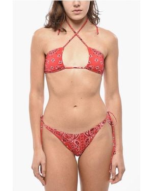 Mc2 Saint Barth Paisley-Print Bikini Dan With Braided Ties - Red