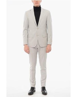 Corneliani Cc Collection Stretch Wool Refined Suit With Flap Pockets - Multicolour