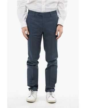 Corneliani Cc Collection Cotton Blend Right Trousers With Belt Loops - Blue