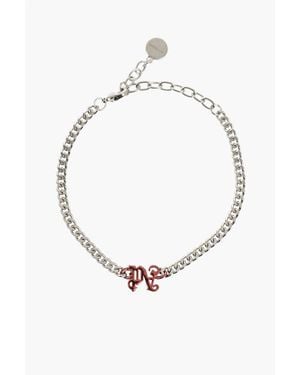 Palm Angels Chain Bracelet With Contrast Monogram - White