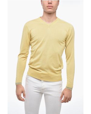 Peserico Lightweight Virgin Wool V-Neck Jumper - Yellow