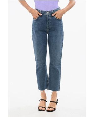 Agolde Frayed Hem High Waist Jeans 17Cm - Blue