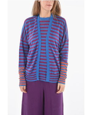 Woolrich Striped Flax Open Front Cardigan - Purple