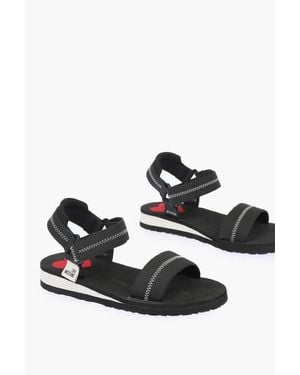 Moschino Love Zigzag Motif Eva30 Sandals With Touch Strap Closure - Black