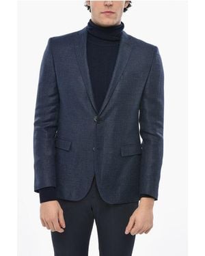 Nino Danieli Half-Lined Linen Blend Blazer With Flap Pockets - Blue