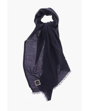 Destin Solid Colour Wool Scarf With Fringes - Blue