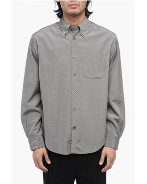 4SDESIGNS Micro Houndstooth Asymmetric Shirt - Grey
