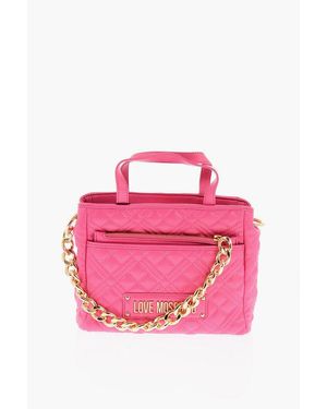 Moschino Love Faux Leather Quilted Mini Bag With Matching Pochette - Pink