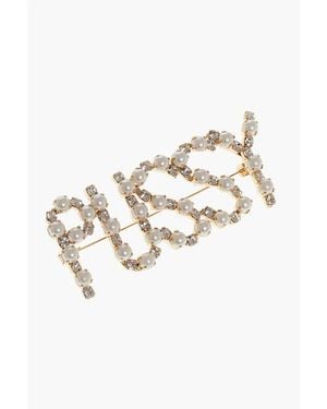 DSquared² Golden Effect Brooch With Jewels And Beads - White