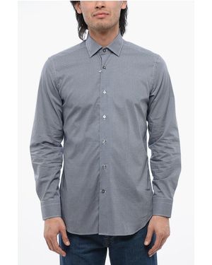 Laboratorio Del Carmine Printed Poplin Cotton Shirt With Spread Collar - Grey