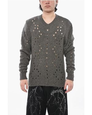 Givenchy Openwork Alpaca-Blend Crewneck - Grey