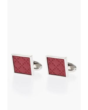 Corneliani Brass Cufflinks With Leather Details - Red