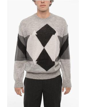 Neil Barrett Argyle Motif Crew-Neck Jumper - Grey