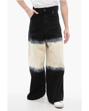 Balmain Extra Wide Leg Denims With Tie Dye Denims - Black