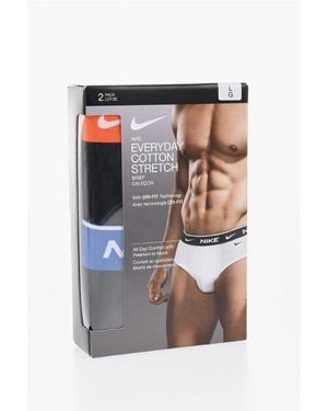 Nike Stretch Cotton 2 Pairs Brief Set With Monogram - Multicolour