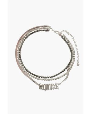 DSquared² Metal Gothic Necklace With Rhinestone Embellishment - Metallic