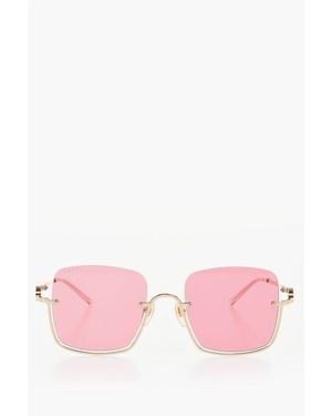 Gucci Rectangular Sunglasses With Golden-Effect Temples - Pink