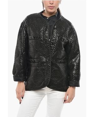 R13 Nylon Tweed Quilted Jacket - Black