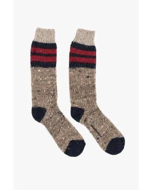 DSquared² Wool Blend Long Socks With Contrasting Details - Multicolour