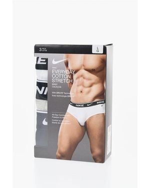 Nike Set Of 3 Stretch Cotton Briefs With Logoed Elastic Band - Multicolour