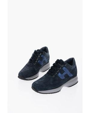 Hogan Suede Monogram Low-Top Trainers - Blue