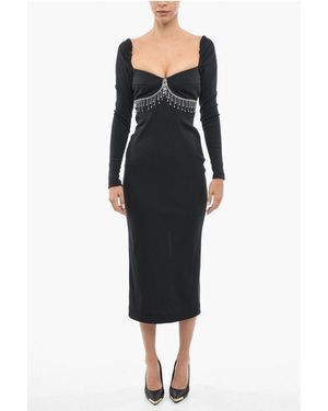 ANOUKI Sheath Dress Bustier With Crystals And Back Slit - Black