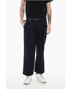 and wander Maison Kitsune Double-Pleat Trousers With Industrial Belt - Black