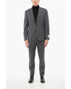 Corneliani Cc Collection District Check Right Virgin Wool Suit - Grey