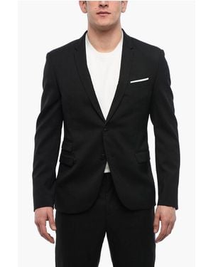 Neil Barrett Notch Lapel Constructed Narrow Fit Blazer - Black