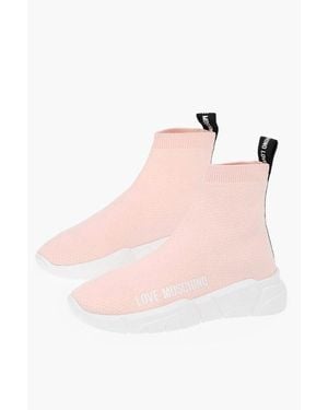 Moschino Love Sock High-Top Trainers Gomma35 With Logo - Pink