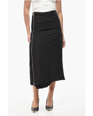 Jil Sander Double-Layered Midi Skirt With Side Full Zip - Black