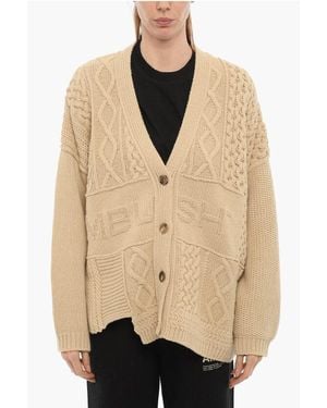 Ambush V-Neck Cable Knit Cardigan - Natural