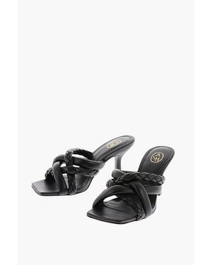 Ash 9Cm Leather Square Toe Mina Bis Sandals - Black