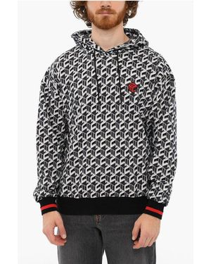 MCM Embroidered Logo Printed Brushed Cotton Hoodie - Black