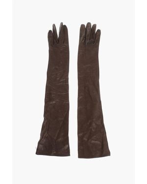 DSquared² Solid Colour Leather Warm Gloves - Brown
