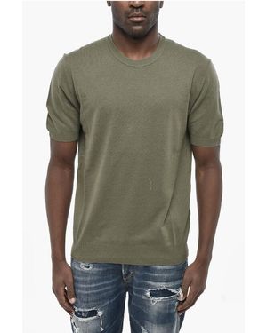 Altea Linen And Cotton Crewneck T-Shirt - Green