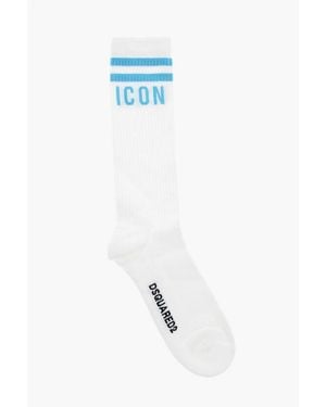 DSquared² Icon Long Socks With Contrasting Monogram - White