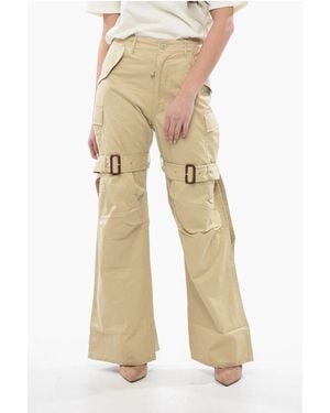 R13 High Waisted Lightweight Cotton Cargo Trousers - Natural