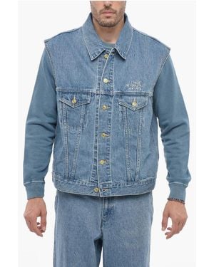 J.Press Sleeveless Denim Jacket With Golden-Buttons - Blue