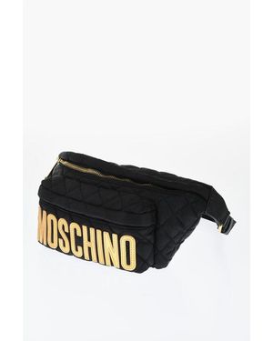 Moschino Quilted Nylon Bum Bag With Golden Logo - Black