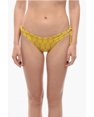 Karl Lagerfeld All-Over Iconic Printed Bikini Bottom With Knotted Laces - Yellow