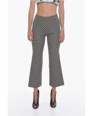 True Royal Lurex Motif Susan Cropped Fit Trousers - Grey