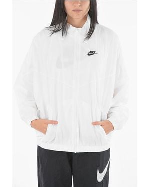Nike Logo Embroidered Solid Colour Windbreaker Jacket - White