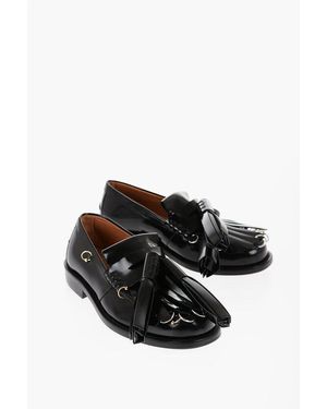 Marni Brushed Leather Kiltie Loafers With Maxi Tassels And Piercin - Black