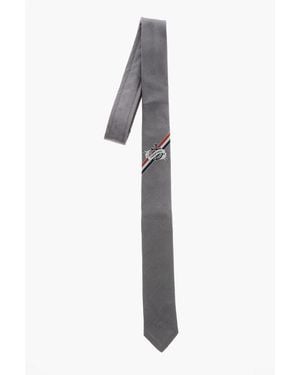 Thom Browne Silk Tie With Contrasting Details - Multicolour