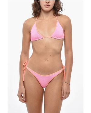 Reina Olga High Waist Wave Motif Triangle Bikini - Pink