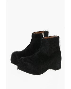 Marni Fur Booties With Inner Zip - Black