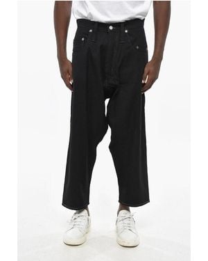 JUNYA WATANABE COMME DES GARCON Eye Levis Wool Blend Baggy Fit Trousers With Leather Detail - Black