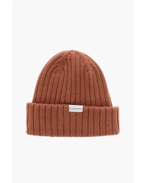 Woolrich Ribbed Virgin Wool Beanie - Brown